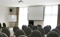 Modern equipment, including data projector and screen, sound system, white board and data point set up are available for your conference. 